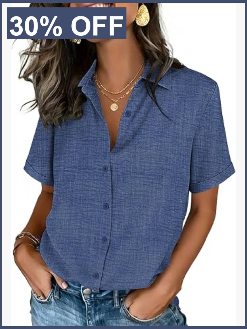 Zeagoo Button Down Shirts for Women Short Sleeve Tops Dressy Casual Blouses